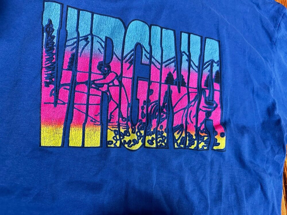 Vintage Virginia T Shirt Size Large, Stunning and Single Stitch Sleeves Fishing
